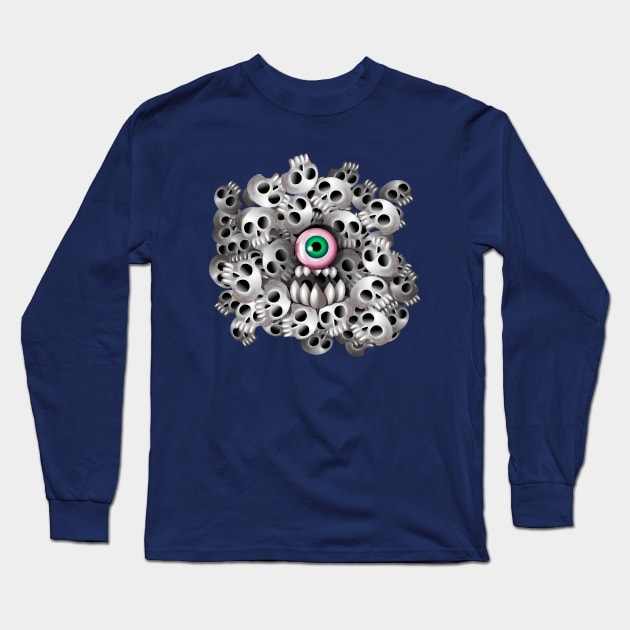 Skull Monster Long Sleeve T-Shirt by fakeface